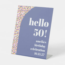 Schattigee Kleurrijke Waterverf Dot Custom Verjaar Reclamebord Met Voetstuk