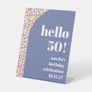 Schattigee Kleurrijke Waterverf Dot Custom Verjaar Reclamebord Met Voetstuk