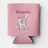 Schattigee Kleurrijke Waterverf Eenhoorn Blikjeskoeler (Voorkant)