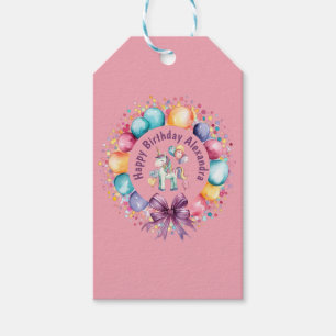 Schattigee Kleurrijke Waterverf Eenhoorn Verjaarda Cadeaulabel