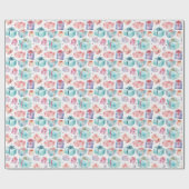 Schattigee Kleurrijke Waterverf Feestelijke Gesche Cadeaupapier (Vlak)