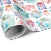 Schattigee Kleurrijke Waterverf Feestelijke Gesche Cadeaupapier (Rol Hoek)