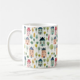 Schattigee kleurrijke Waterverf huizen Realty Koffiemok