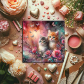 Schattigee Kleurrijke Waterverf Katten Bloemen Val Feestdagenkaart