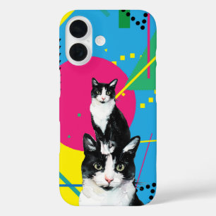 Schattigee Kleurrijke Waterverf Katten met Retro P iPhone 16 Hoesje