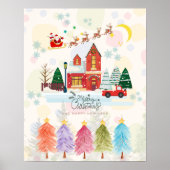 Schattigee Kleurrijke Waterverf Kerst Kwekerij Dec Poster (Voorkant)