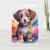 Schattigee Kleurrijke Waterverf Puppy Blank Kaart (Voorkant)