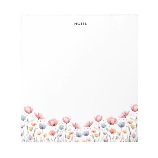 Schattigee Kleurrijke Waterverf Spring Blooms Flor Notitieblok (Voorkant)