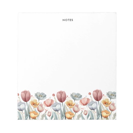 Schattigee Kleurrijke Waterverf Spring Blooms Flor Notitieblok (Voorkant)
