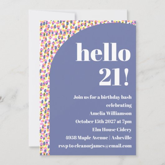 Schattigee Kleurrijke Waterverf Stippen 21ste Verj Kaart (Voorkant)