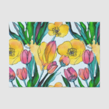 Schattigee kleurrijke waterverf tulp tuin Verjaard