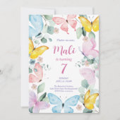 Schattigee kleurrijke Waterverf vlinder verjaardag Kaart (Voorkant)