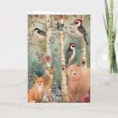 Schattigee kleurrijke Waterverf Woodland Animals B Kaart (Achterkant)