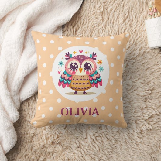 Schattigee Kleurrijke Whimsical Uil met Polka Dots Kussen (Deken)