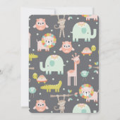 Schattigee kleurrijke wilde dieren verjaardagsfees kaart (Achterkant)