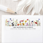 Schattigee kleurrijke Wildflowers Retour-adreslabe Etiket (Insitu)