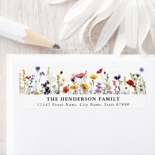 Schattigee kleurrijke Wildflowers Retour-adreslabe Etiket (Insitu)