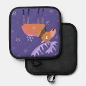 Schattigee kleurrijke winter eland oven Mitt Pannenlap (Voorkant / Achterkant)