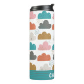 Schattigee kleurrijke wolken gepersonaliseerde naa thermosbeker (Gedraaid links)