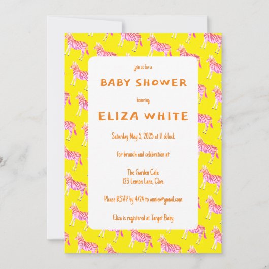 Schattigee Kleurrijke Zebra's Custom Baby shower Kaart (Voorkant)