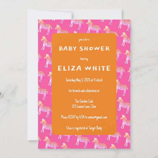 Schattigee Kleurrijke Zebra's Custom Baby shower Kaart (Voorkant)