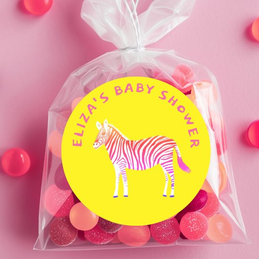 Schattigee Kleurrijke Zebra's Custom Baby shower Ronde Sticker