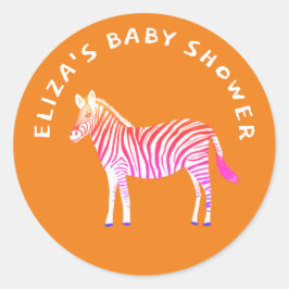 Schattigee Kleurrijke Zebra's Custom Baby shower Ronde Sticker