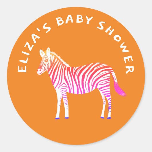 Schattigee Kleurrijke Zebra's Custom Baby shower Ronde Sticker (Voorkant)