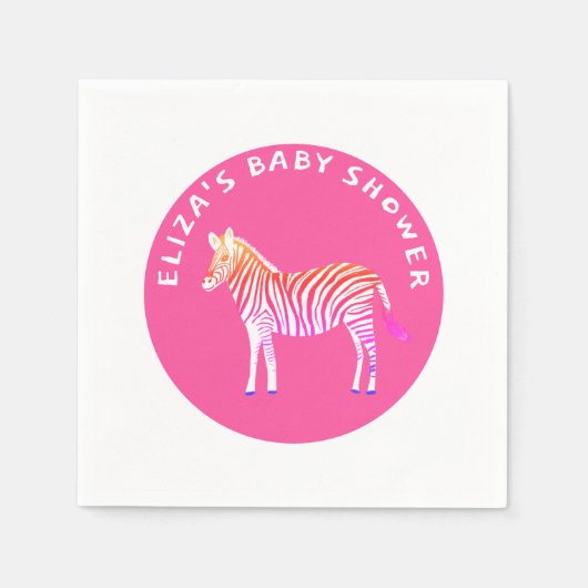 Schattigee Kleurrijke Zebra's Custom Baby shower Servet (Voorkant)