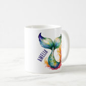 Schattigee kleurrijke zeemeermin oceaan meisjesnaa koffiemok (Voorkant rechts)