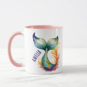 Schattigee kleurrijke zeemeermin oceaan meisjesnaa mok (Links)