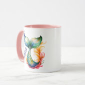 Schattigee kleurrijke zeemeermin oceaan meisjesnaa mok (Voorkant links)