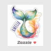Schattigee kleurrijke zeemeermin oceaan meisjesnaa sticker (Vel)