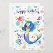 Schattigee kleurrijke zeemeermin onder het Zee Feestdagenkaart (Voorkant / Achterkant)