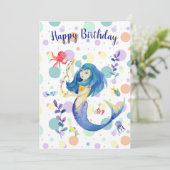 Schattigee kleurrijke zeemeermin onder het Zee Feestdagenkaart (Staand voorkant)