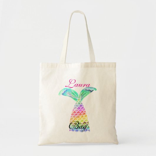 Schattigee kleurrijke zeemeermin staart meisjesach tote bag (Voorkant)