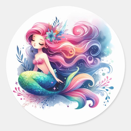 Schattigee Kleurrijke Zeemeermin Stickers (Voorkant)