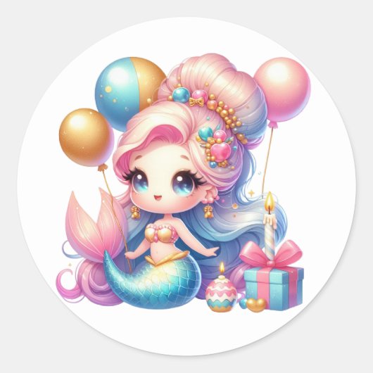 Schattigee Kleurrijke Zeemeermin Stickers (Voorkant)