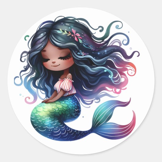 Schattigee Kleurrijke Zeemeermin Stickers (Voorkant)