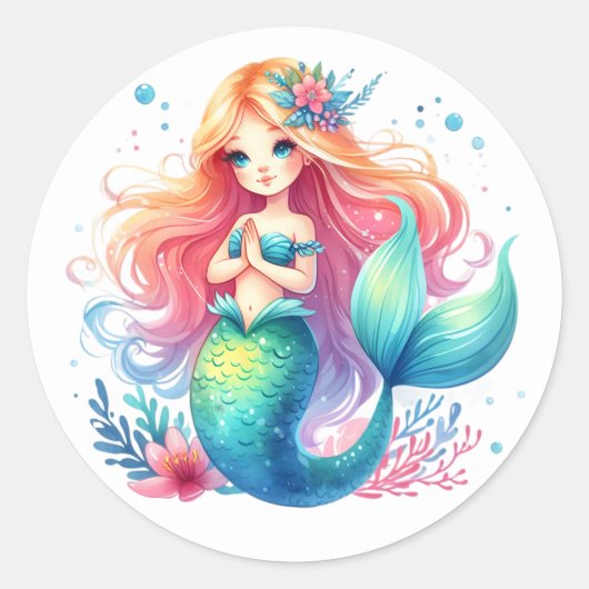 Schattigee Kleurrijke Zeemeermin Stickers (Voorkant)