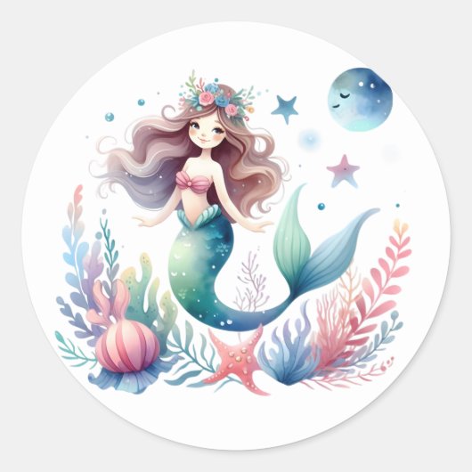 Schattigee Kleurrijke Zeemeermin Stickers (Voorkant)