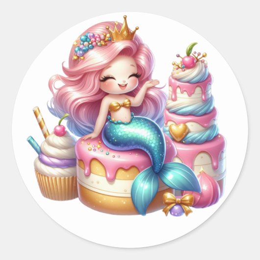 Schattigee Kleurrijke Zeemeermin Stickers (Voorkant)