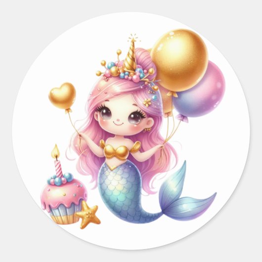 Schattigee Kleurrijke Zeemeermin Stickers (Voorkant)