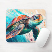 Schattigee Kleurrijke Zwemmen Zee Schildpad Muismat (Met muis)