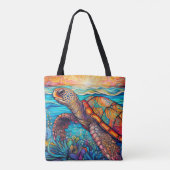 Schattigee Kleurrijke Zwemmen Zee Schildpad Tote Bag (Achterkant)