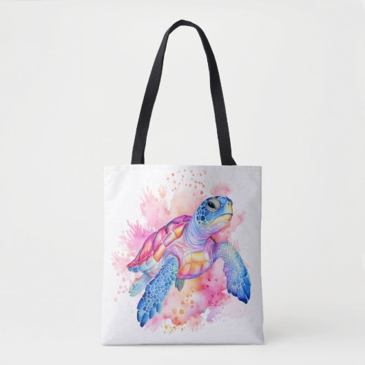 Schattigee kleurrijke zwemschildpad illustratie tote bag (Voorkant)