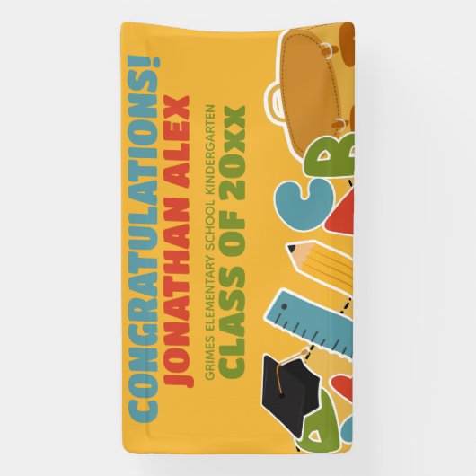 Schattigee kleuterschool Afstuderen Aankondiging Spandoek (Verticaal)