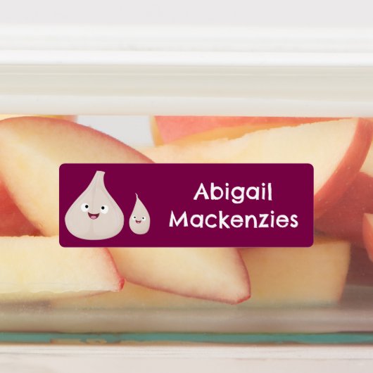 Schattigee knoflook cartoon Groente gepersonalisee Labels (Aangebracht)