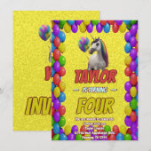 Schattigee Knuffel Eenhoorn Thema Verjaardagsuitno Kaart (Voorkant / Achterkant)