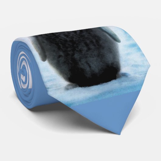 Schattigee knuffel pinguïn-liefhebber Art Necktie Stropdas (Opgerold)